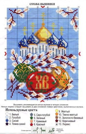 схема вышивки пасхальной салфетки